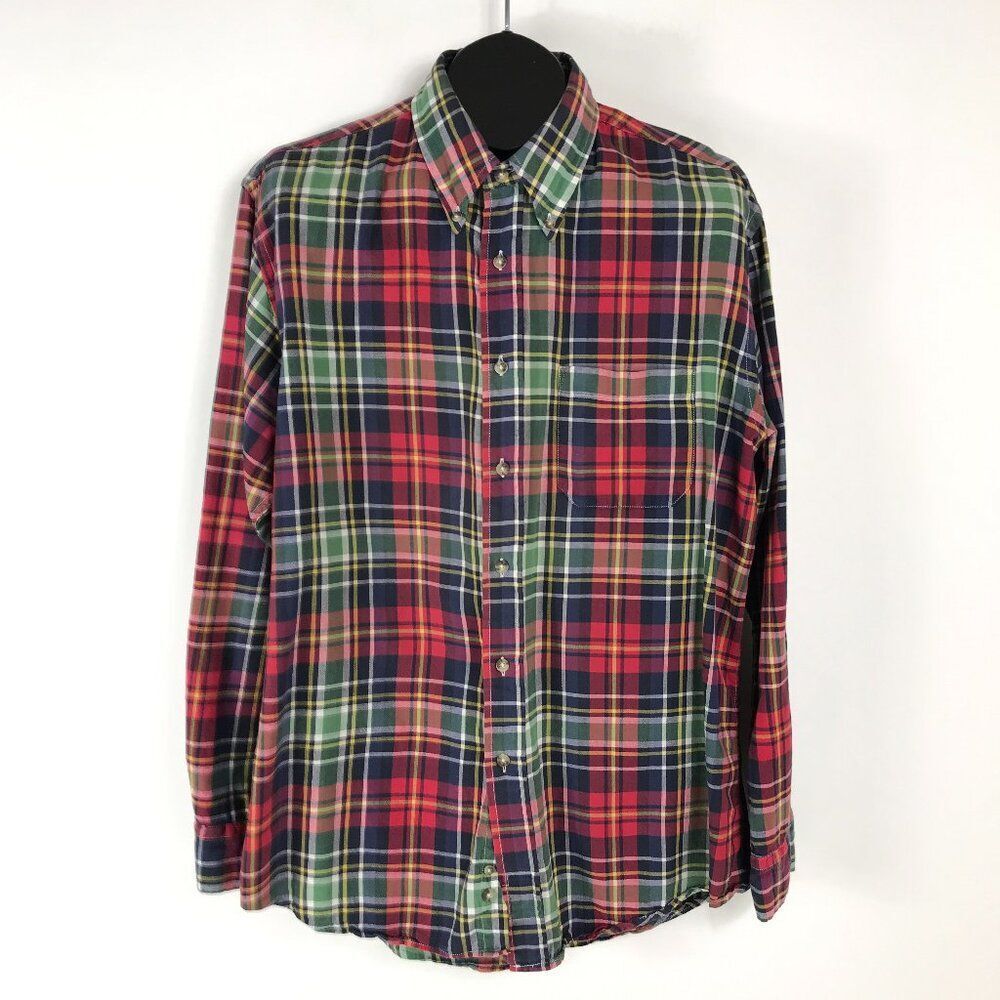 Pendleton Oceanside Long Sleeve Shirt Men's Large Plaid 100% Cotton Woven Casual